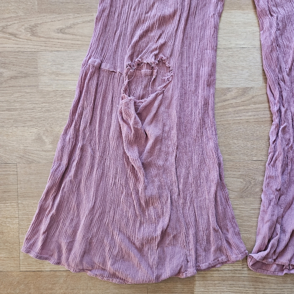 Rewash Tiered Wide Leg Dusty Pink Pants XL Hippie Bohemian Festival - Picture 11 of 11